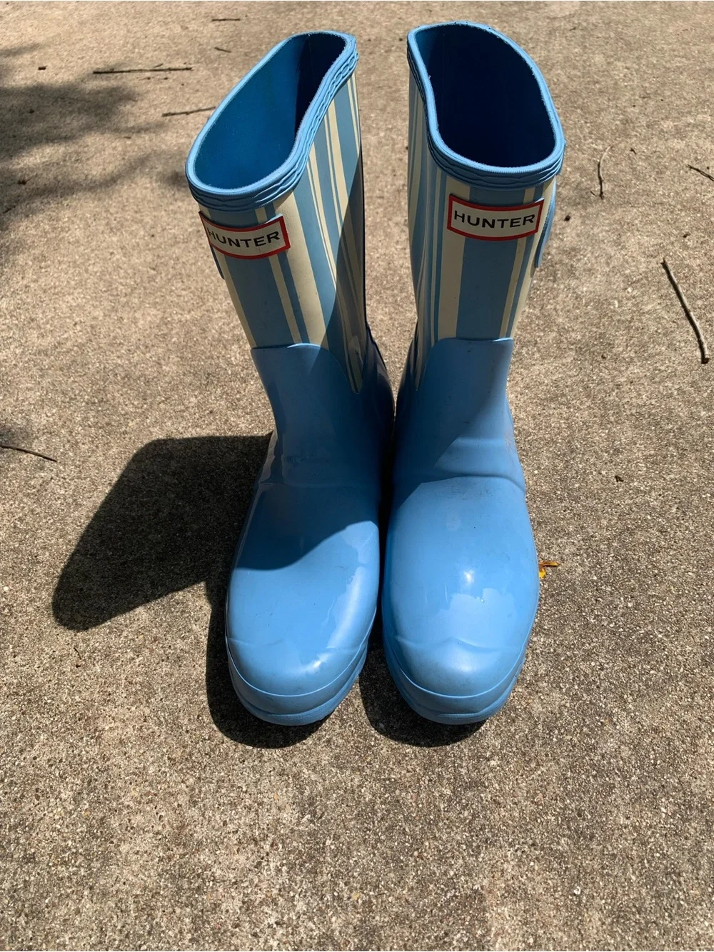 Hunter Blue and Cream Forget Me Not Striped Garden Boots